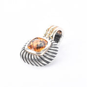 David Yurman 1990s Sterling Silver & 14K Gold Citrine Albion Enhancer Pendant