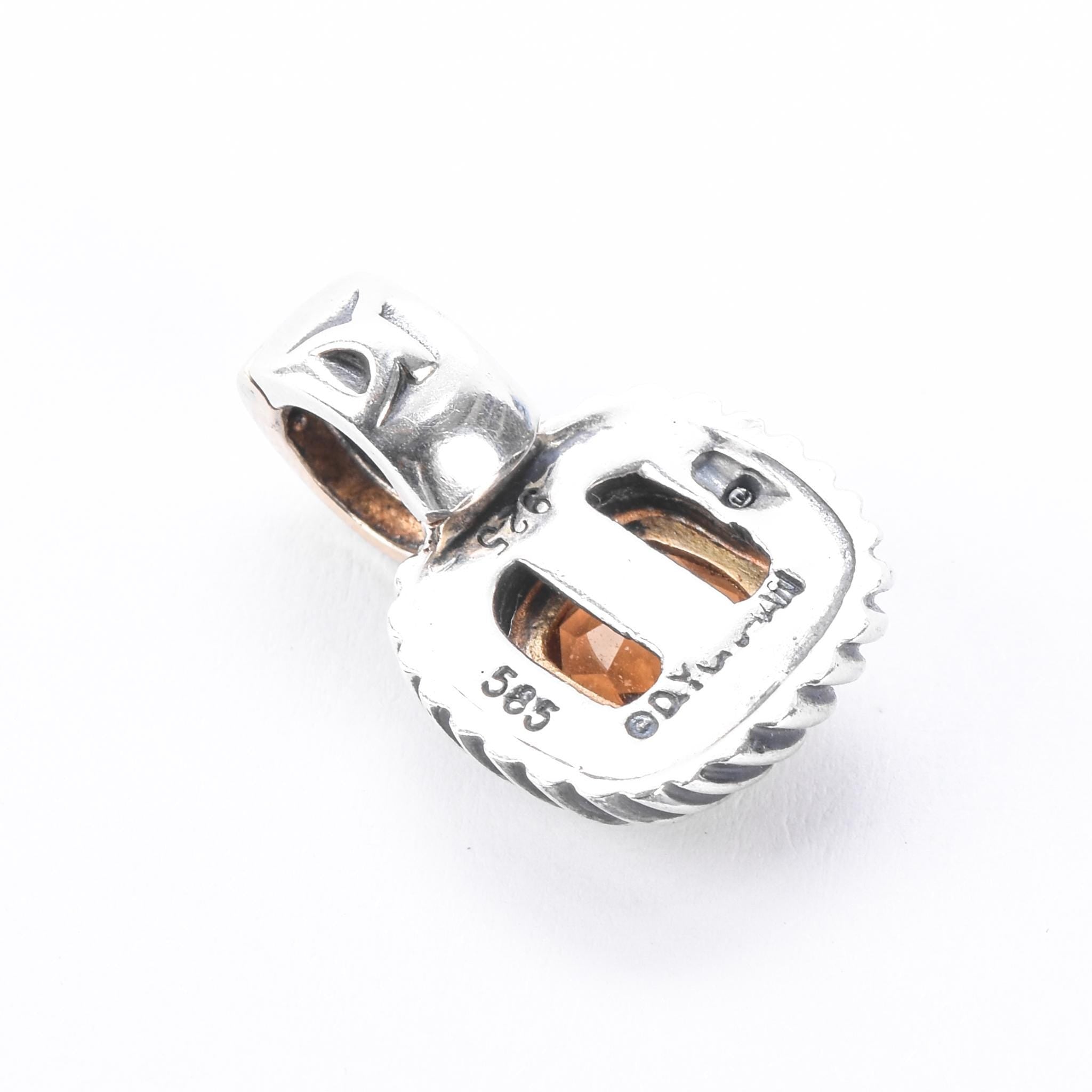 David Yurman 1990s Sterling Silver & 14K Gold Citrine Albion Enhancer Pendant
