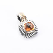 David Yurman 1990s Sterling Silver & 14K Gold Citrine Albion Enhancer Pendant