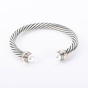 David Yurman Sterling Silver & 14K Gold Cable Collection Cuff with Pearls