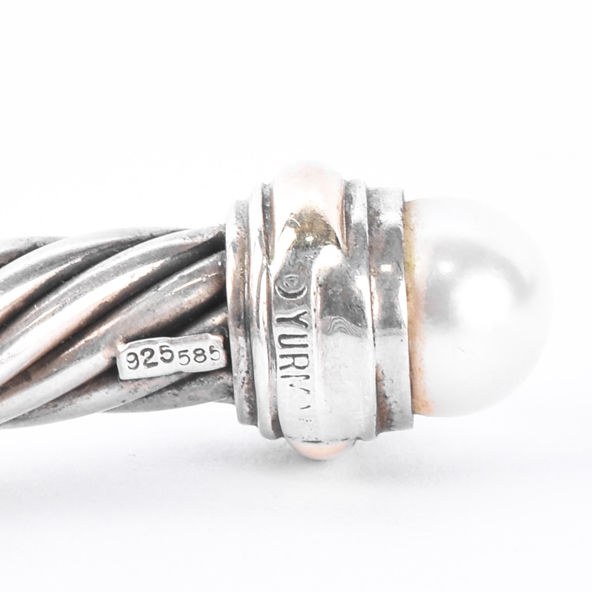 David Yurman Sterling Silver & 14K Gold Cable Collection Cuff with Pearls