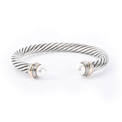 David Yurman Sterling Silver & 14K Gold Cable Collection Cuff with Pearls