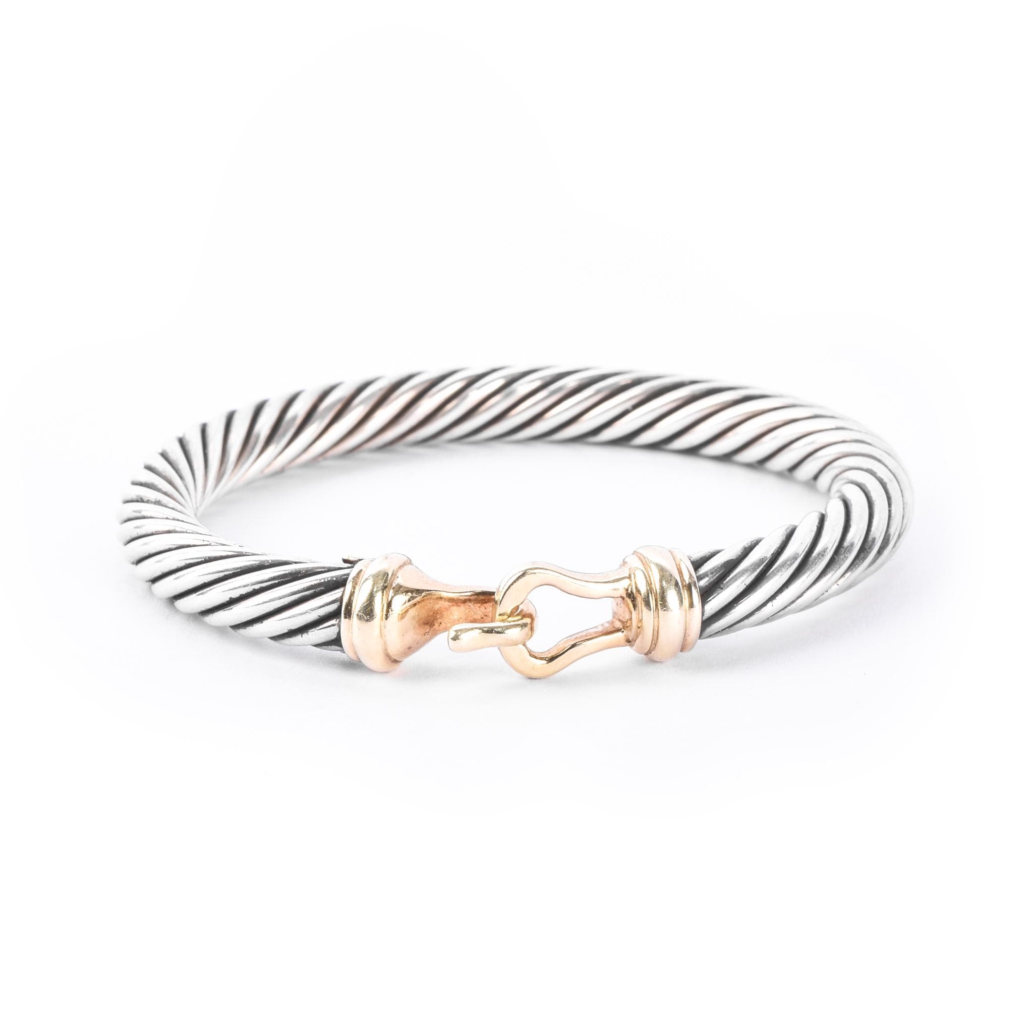 David Yurman Sterling Silver & 14K Gold Classic Cable Buckle Bracelet