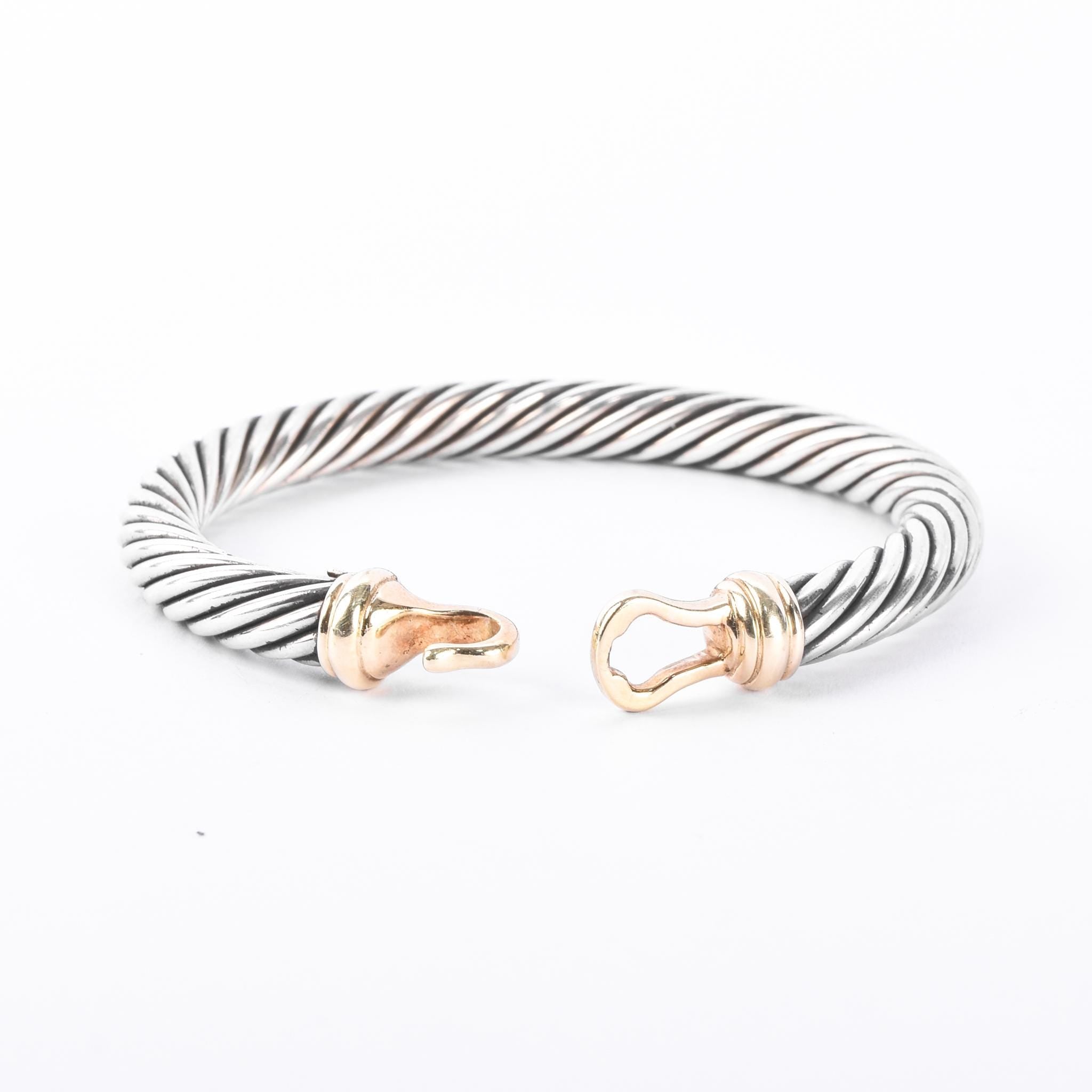 David Yurman Sterling Silver & 14K Gold Classic Cable Buckle Bracelet