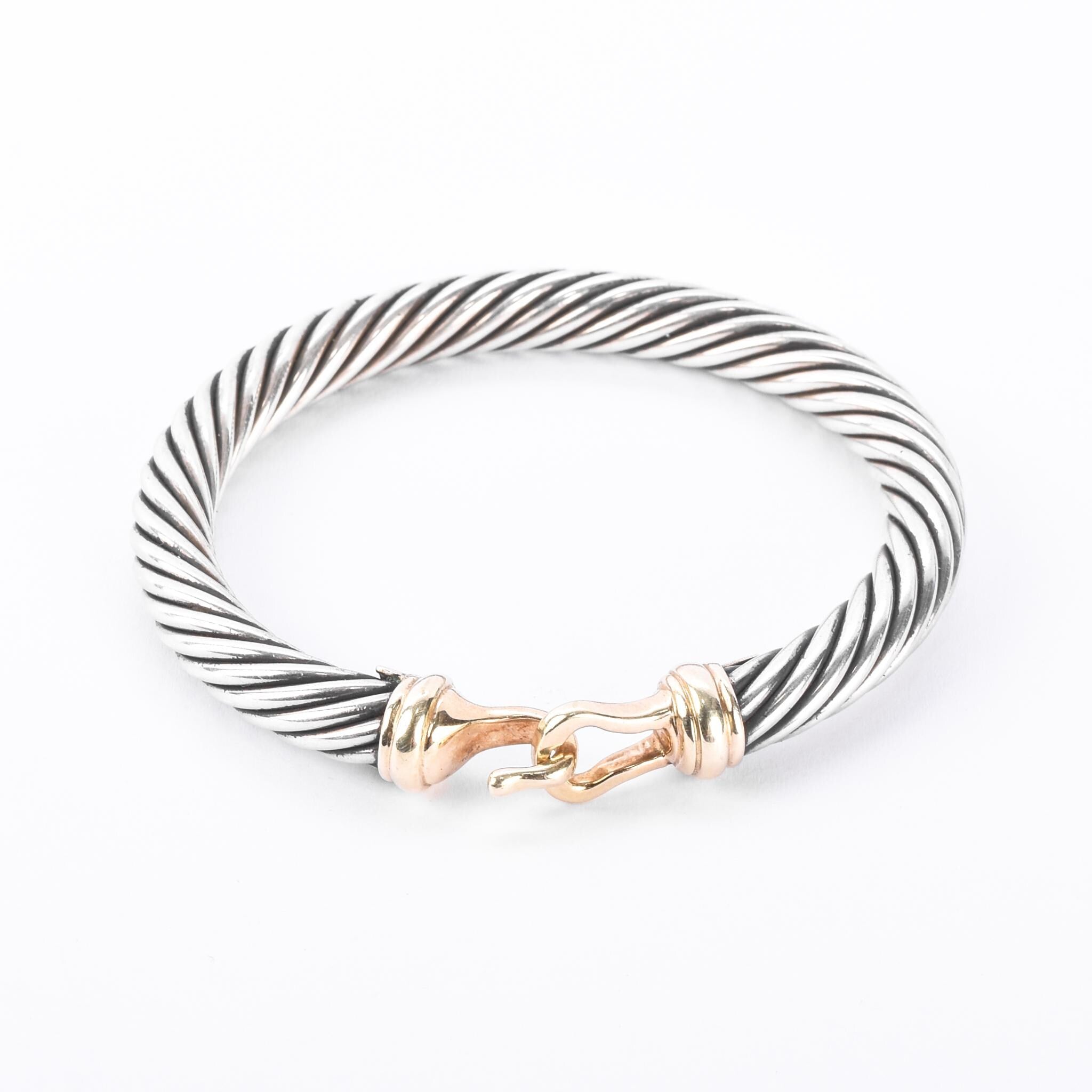 David Yurman Sterling Silver & 14K Gold Classic Cable Buckle Bracelet
