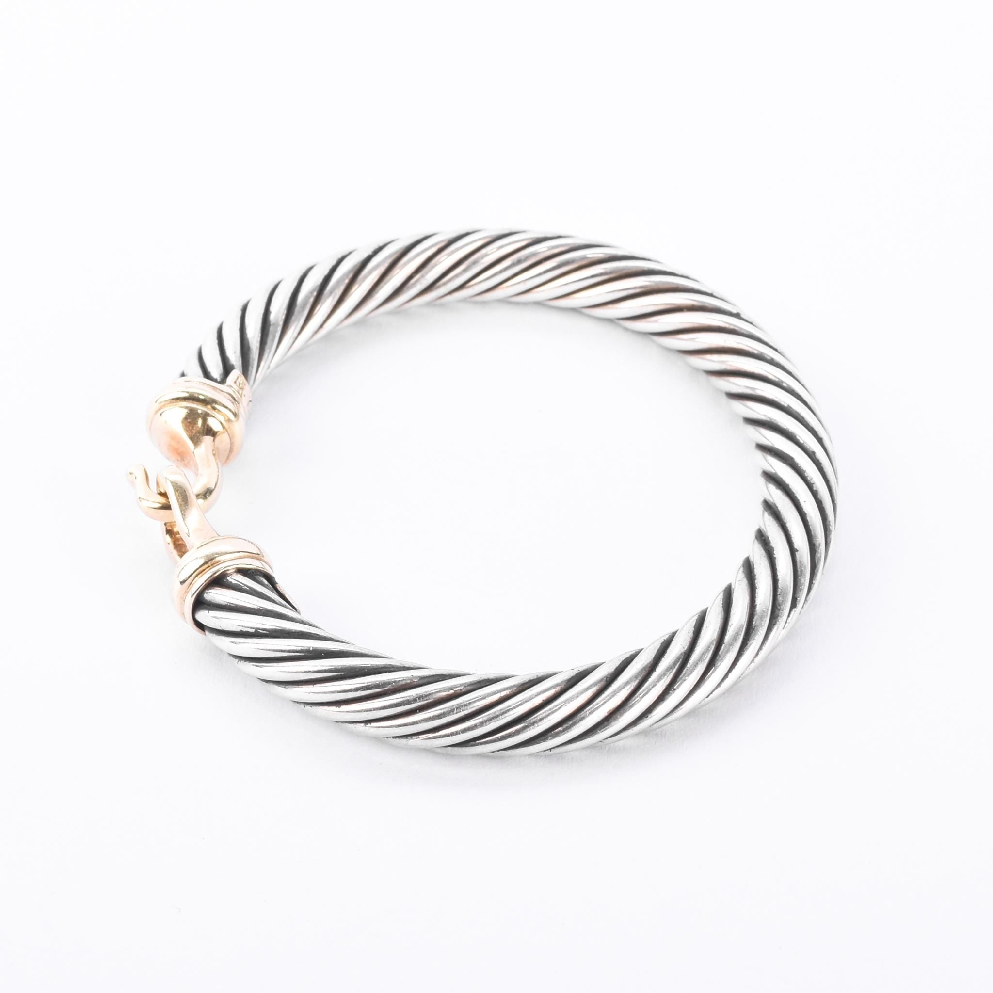David Yurman Sterling Silver & 14K Gold Classic Cable Buckle Bracelet