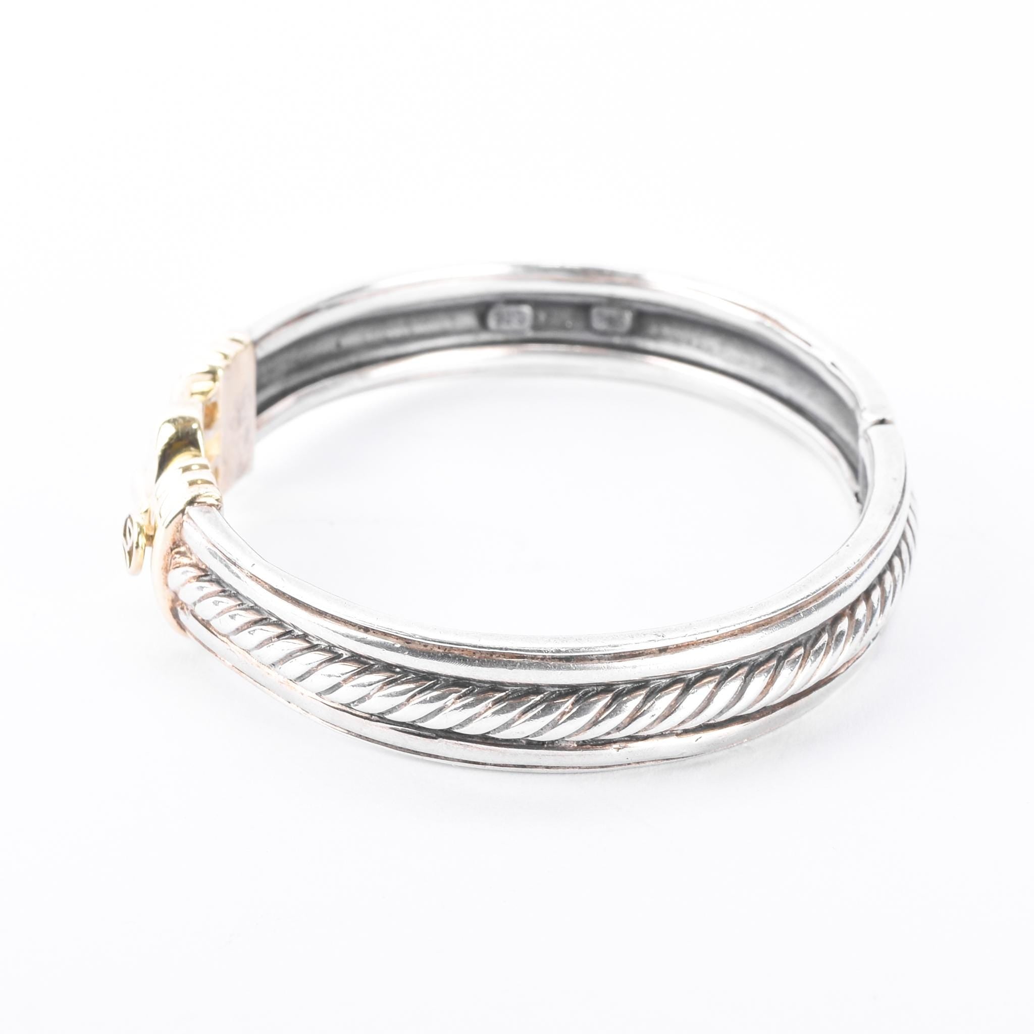 David Yurman Sterling Silver & 14K Gold Buckle Bangle Bracelet