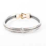 David Yurman Sterling Silver & 14K Gold Buckle Bangle Bracelet