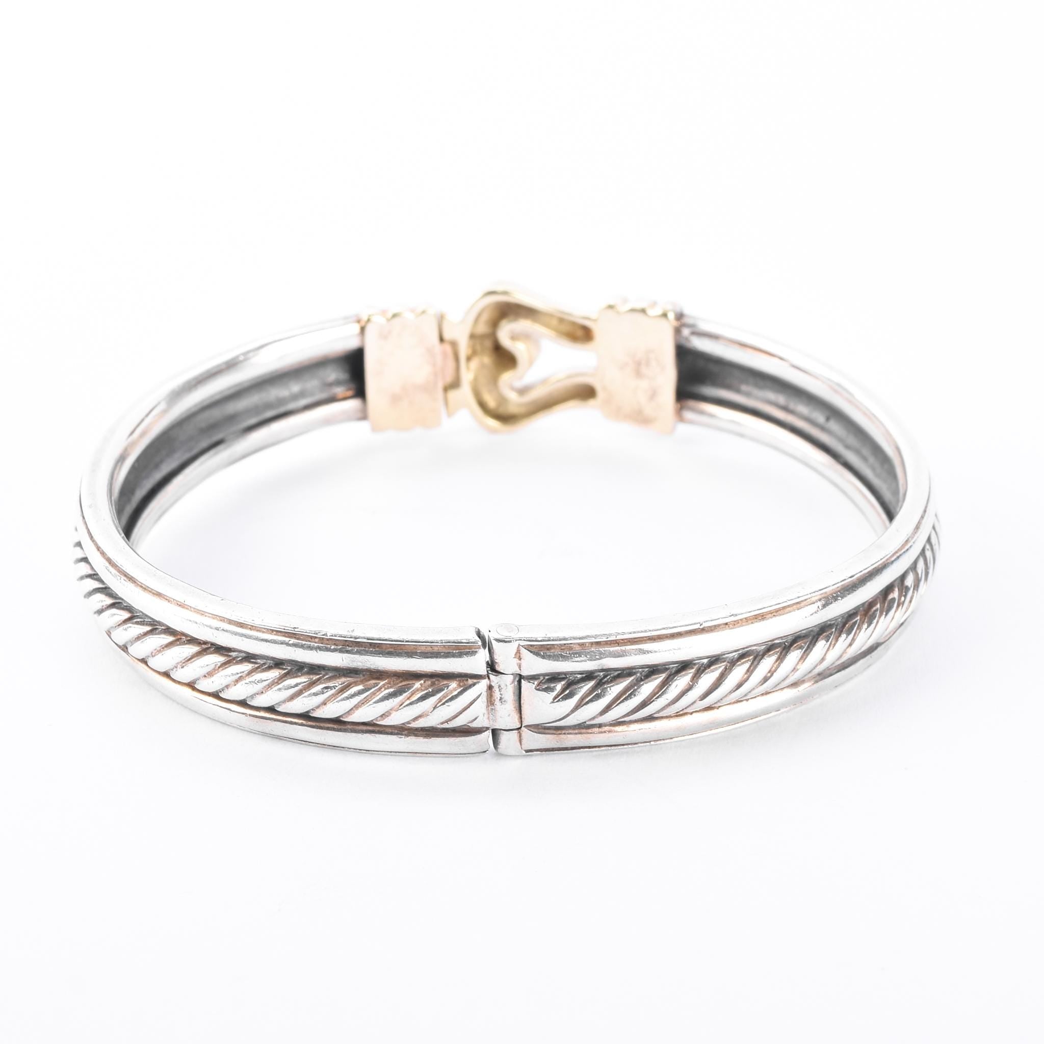 David Yurman Sterling Silver & 14K Gold Buckle Bangle Bracelet