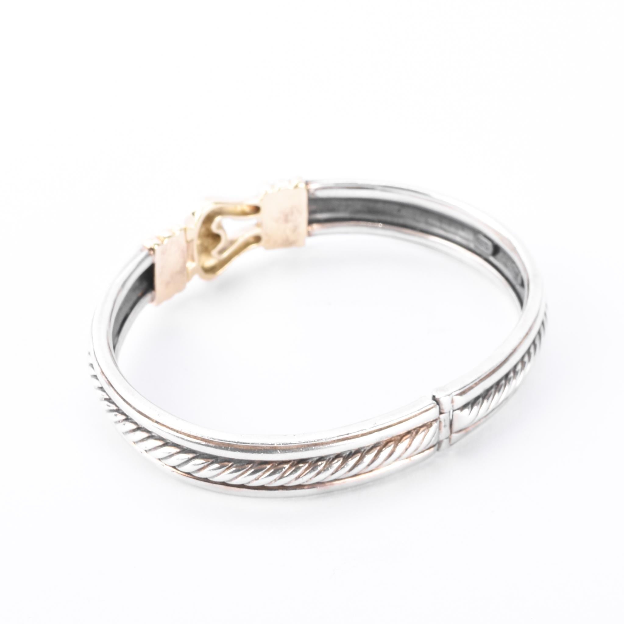 David Yurman Sterling Silver & 14K Gold Buckle Bangle Bracelet