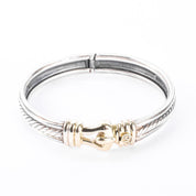 David Yurman Sterling Silver & 14K Gold Buckle Bangle Bracelet
