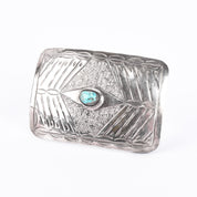 Navajo Sterling Silver & Turquoise Handcrafted Belt Buckle