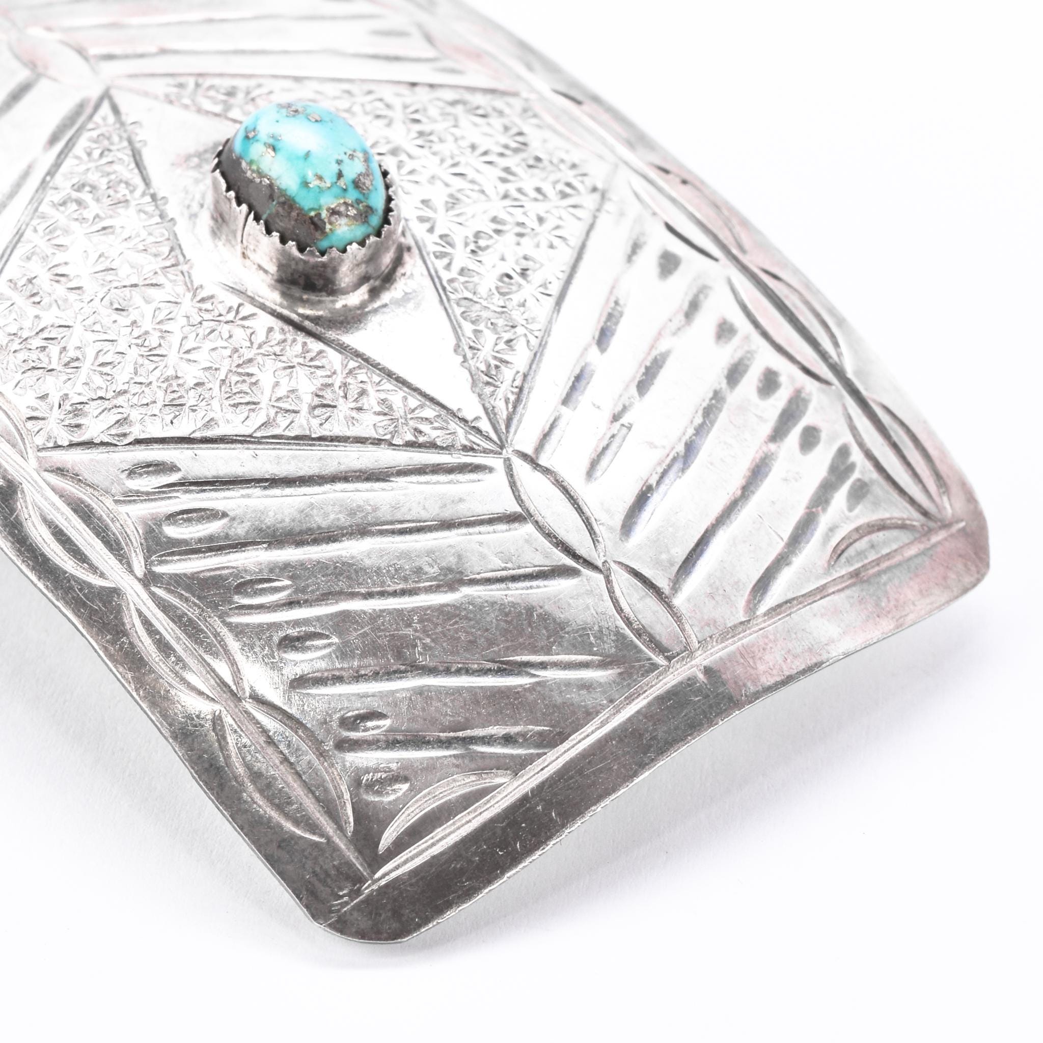 Navajo Sterling Silver & Turquoise Handcrafted Belt Buckle