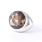 Emanuela Duca Designer Sterling Silver & Smokey Quartz Cocktail Ring