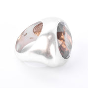 Emanuela Duca Designer Sterling Silver & Smokey Quartz Cocktail Ring