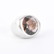 Emanuela Duca Designer Sterling Silver & Smokey Quartz Cocktail Ring