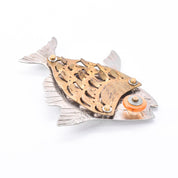 Signed Thomas Mann Sterling Silver & Bronze Fish Brooch