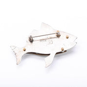Signed Thomas Mann Sterling Silver & Bronze Fish Brooch