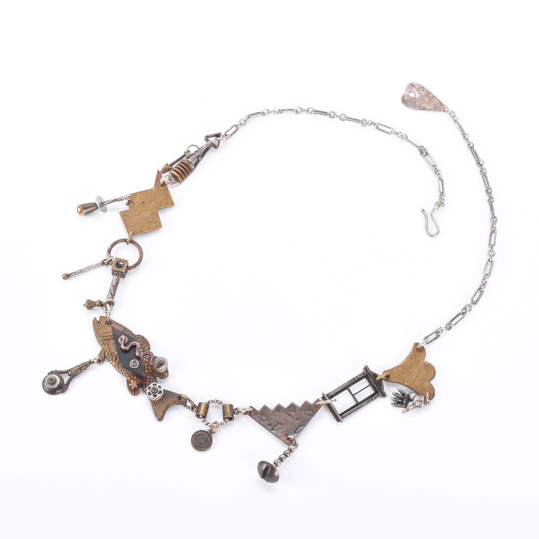 Thomas Mann Sterling Silver & Bronze Mixed Metal Techno Romantic Fish Charm Necklace