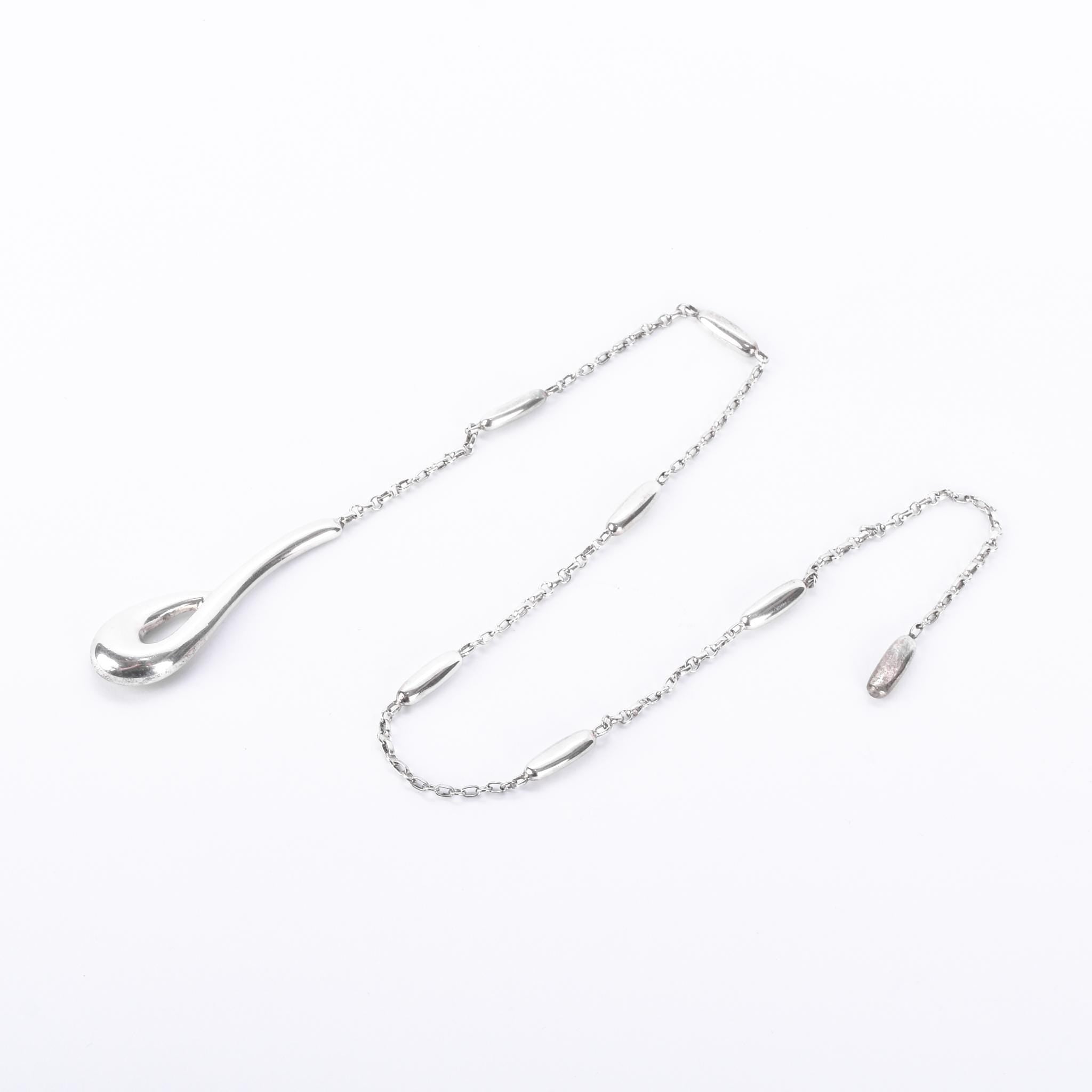 Sterling Silver Hand-Signed Modernist Lariat Necklace