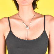 Sterling Silver Hand-Signed Modernist Lariat Necklace