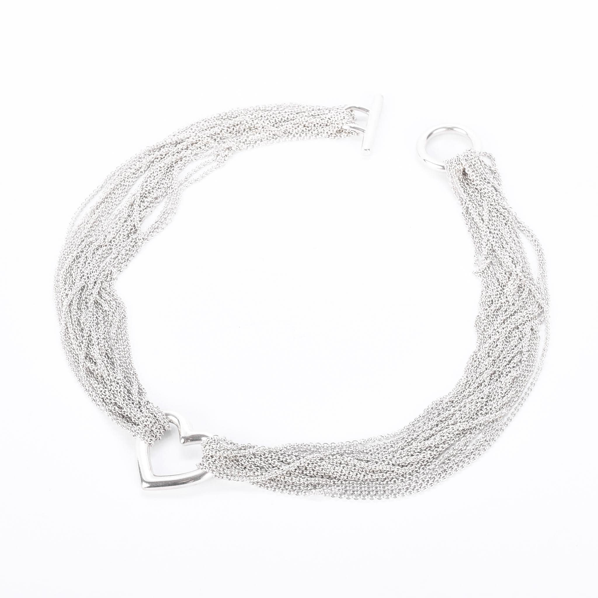 Tiffany & Co. Sterling Silver Multi-Strand Open Heart Necklace