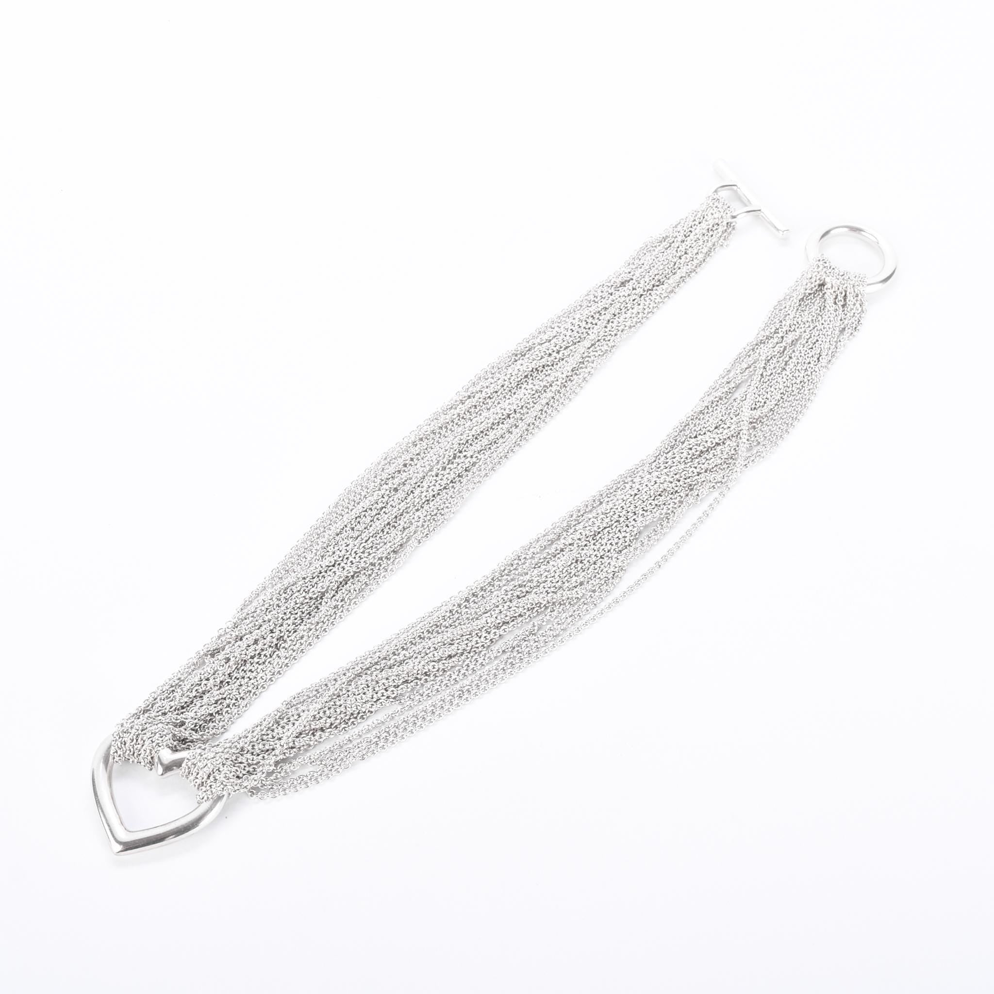 Tiffany & Co. Sterling Silver Multi-Strand Open Heart Necklace