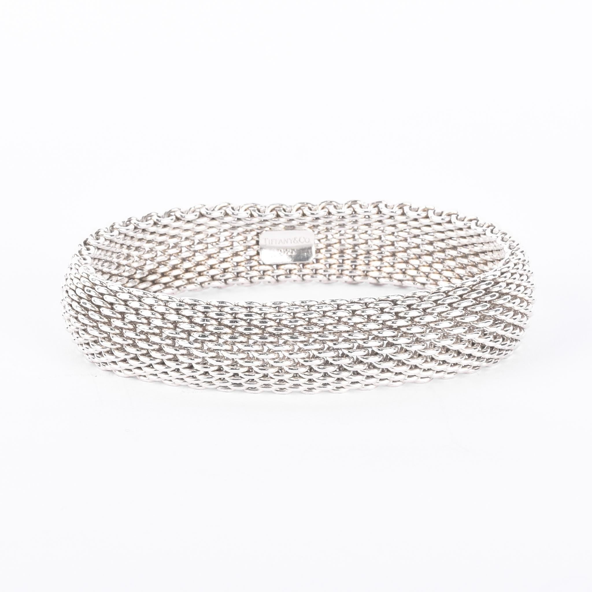 Tiffany & Co. Sterling Silver Somerset Mesh Bangle Bracelet