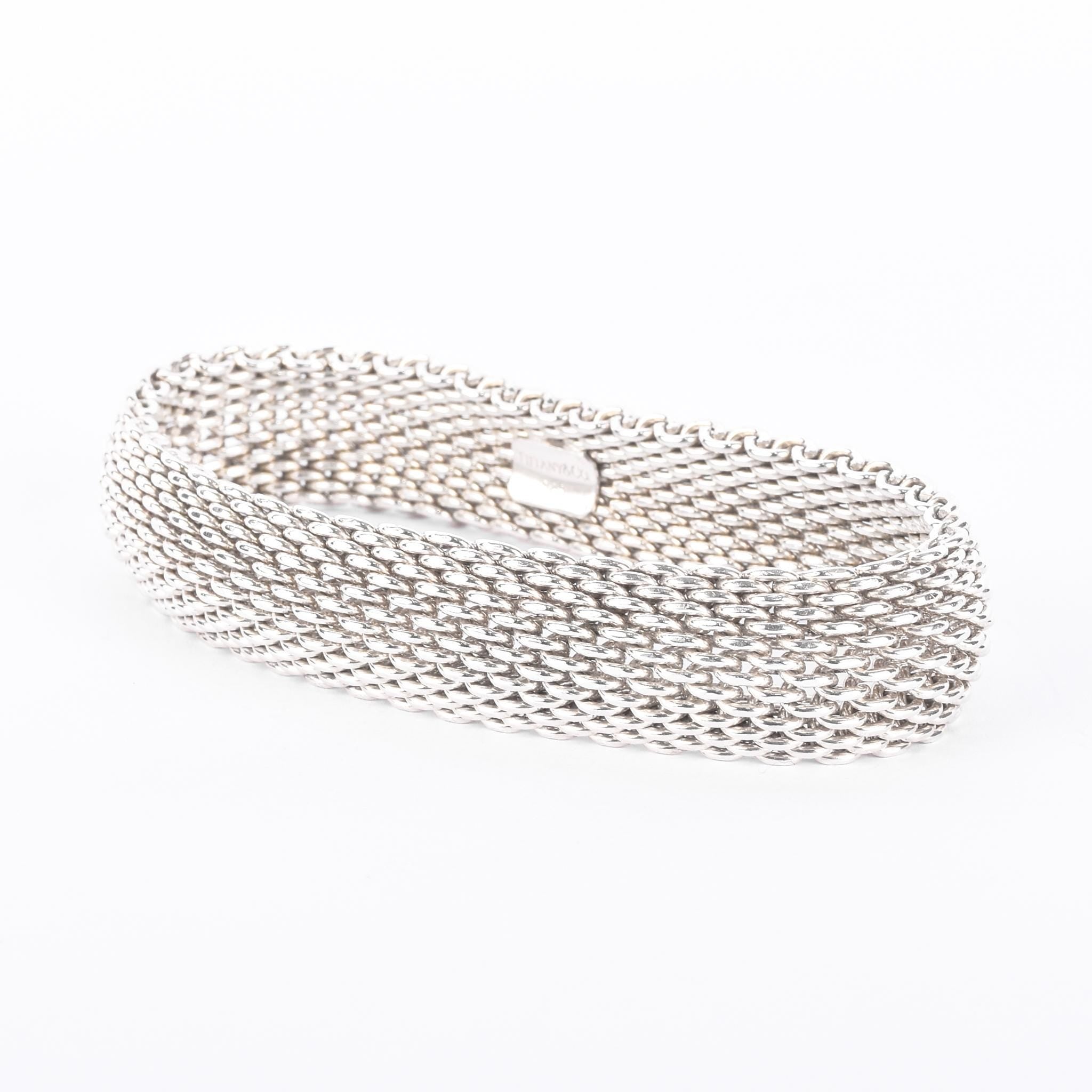 Tiffany & Co. Sterling Silver Somerset Mesh Bangle Bracelet