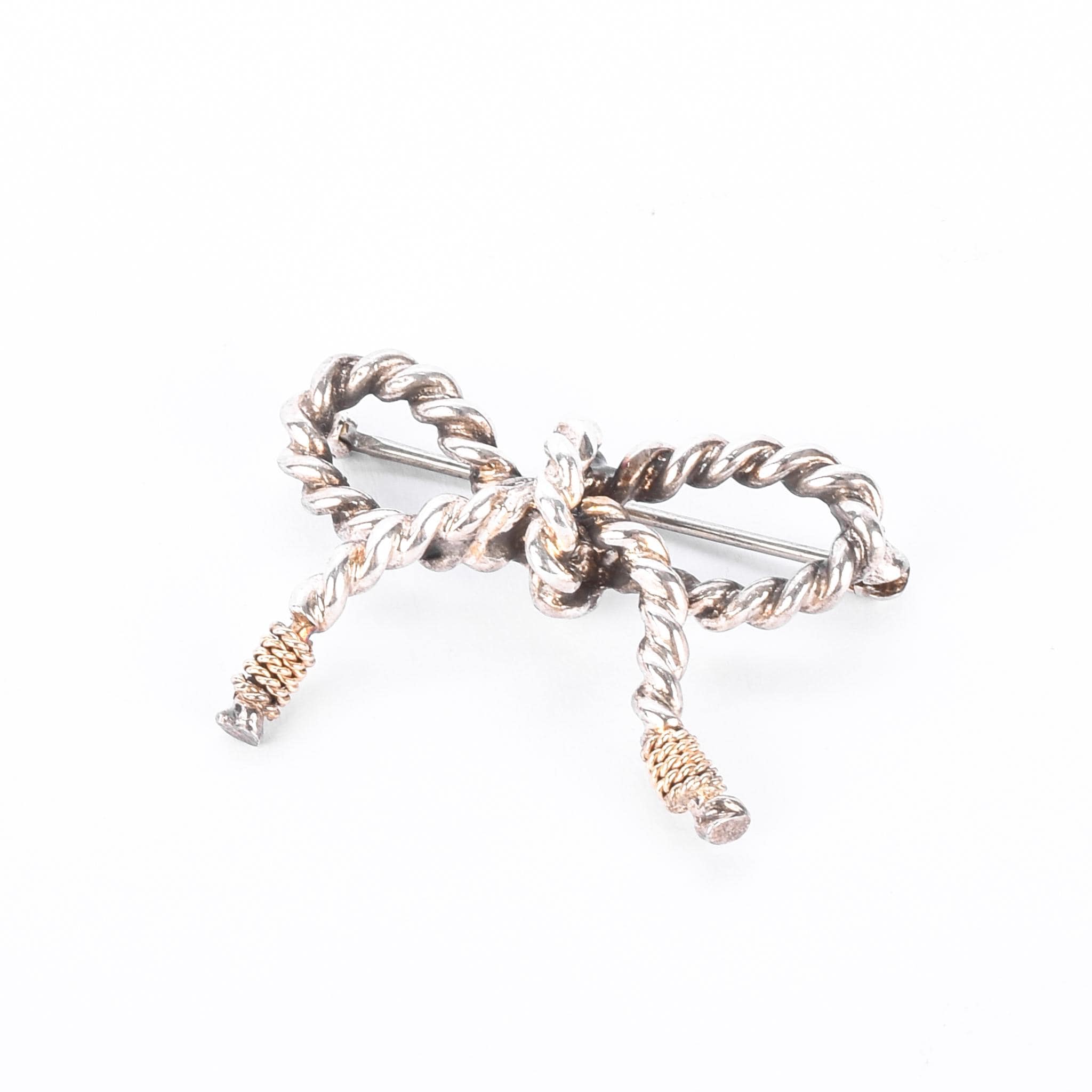 Tiffany & Co. Sterling Silver and 18K Gold Rope Bow Brooch
