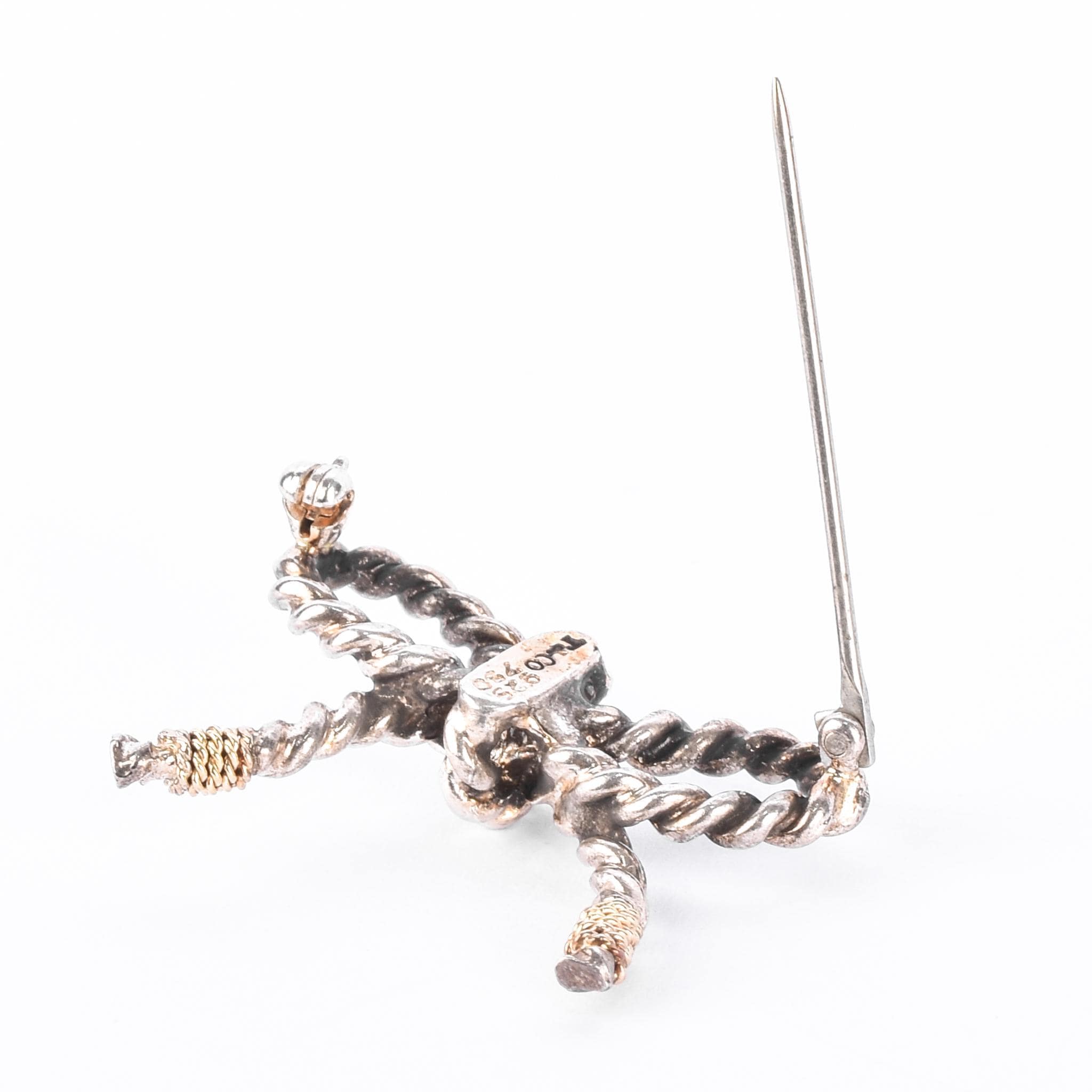 Tiffany & Co. Sterling Silver and 18K Gold Rope Bow Brooch
