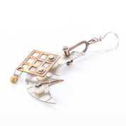 Thomas Mann Techno Romantic Sterling Silver & Brass "Over the Moon" Dangle Earrings