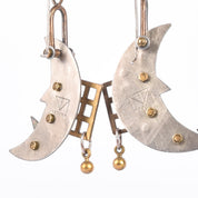 Thomas Mann Techno Romantic Sterling Silver & Brass "Over the Moon" Dangle Earrings