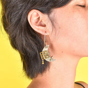 Thomas Mann Techno Romantic Sterling Silver & Brass "Over the Moon" Dangle Earrings