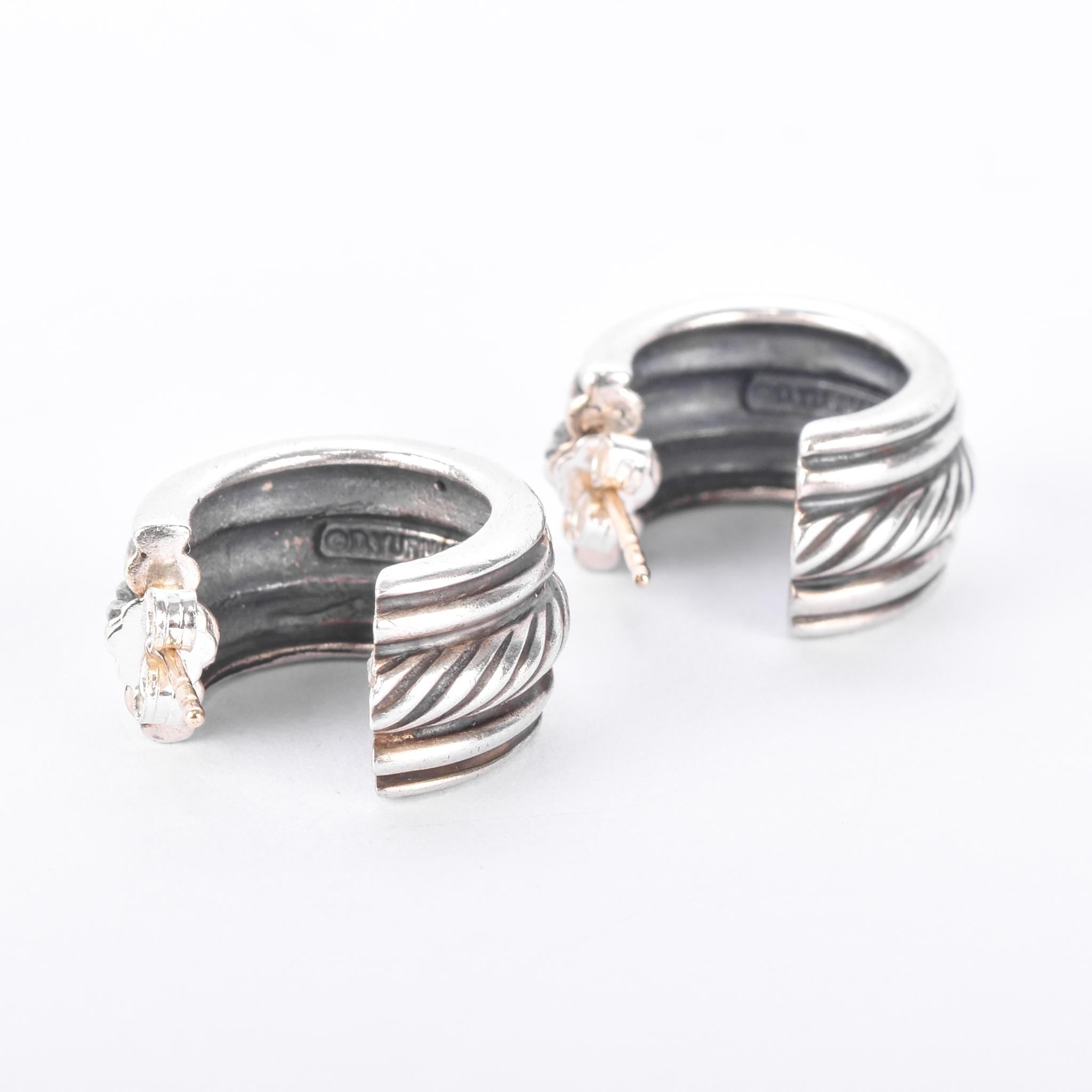 David Yurman Sterling Silver & 14K Gold Two-Tone Cable Hoop Earrings