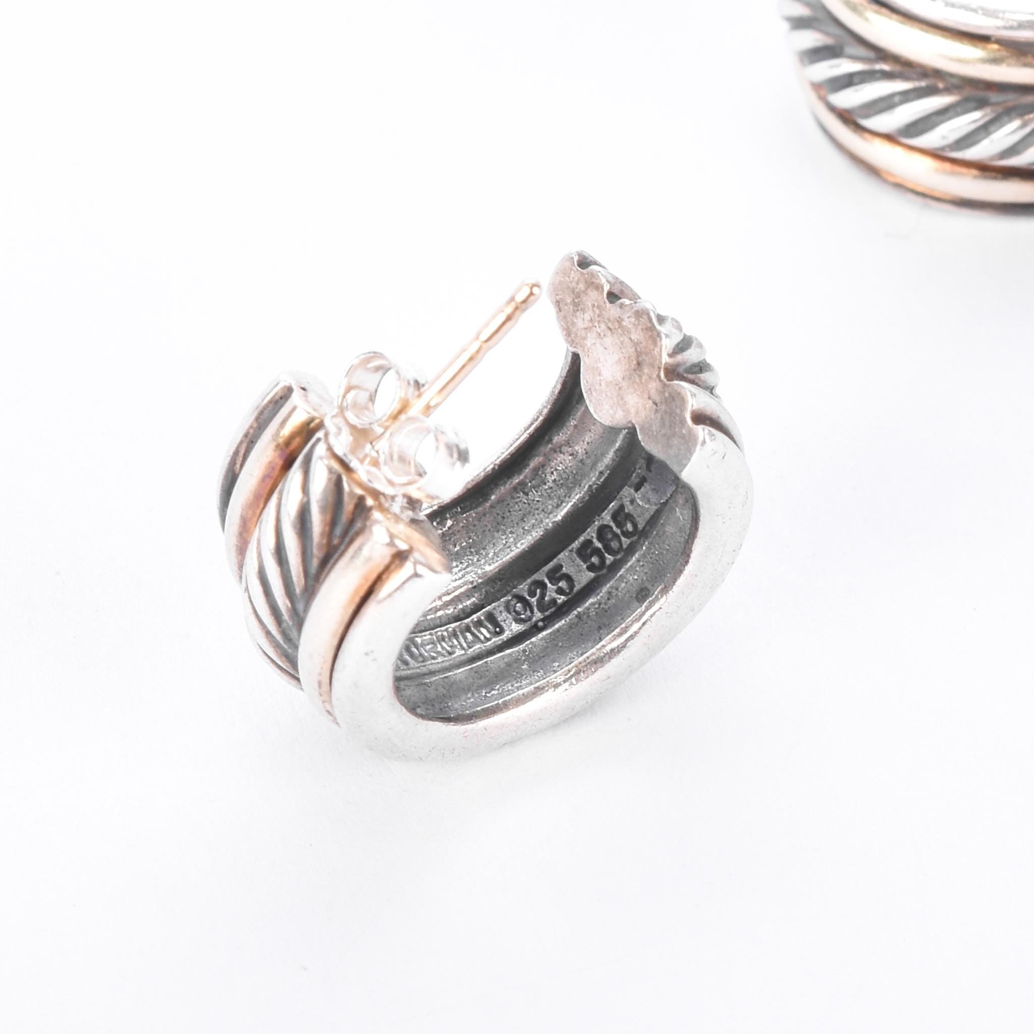 David Yurman Sterling Silver & 14K Gold Two-Tone Cable Hoop Earrings
