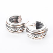 David Yurman Sterling Silver & 14K Gold Two-Tone Cable Hoop Earrings