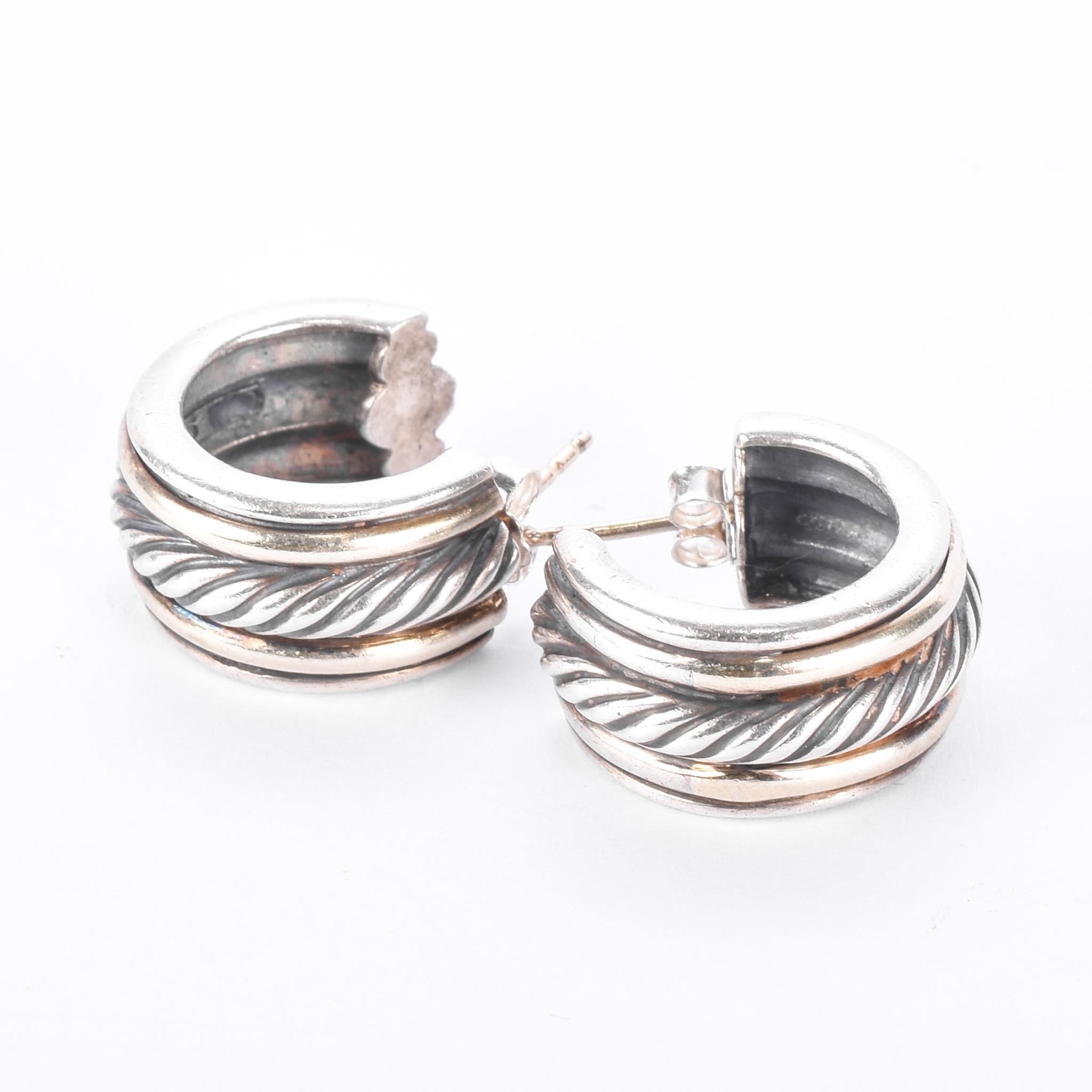 David Yurman Sterling Silver & 14K Gold Two-Tone Cable Hoop Earrings