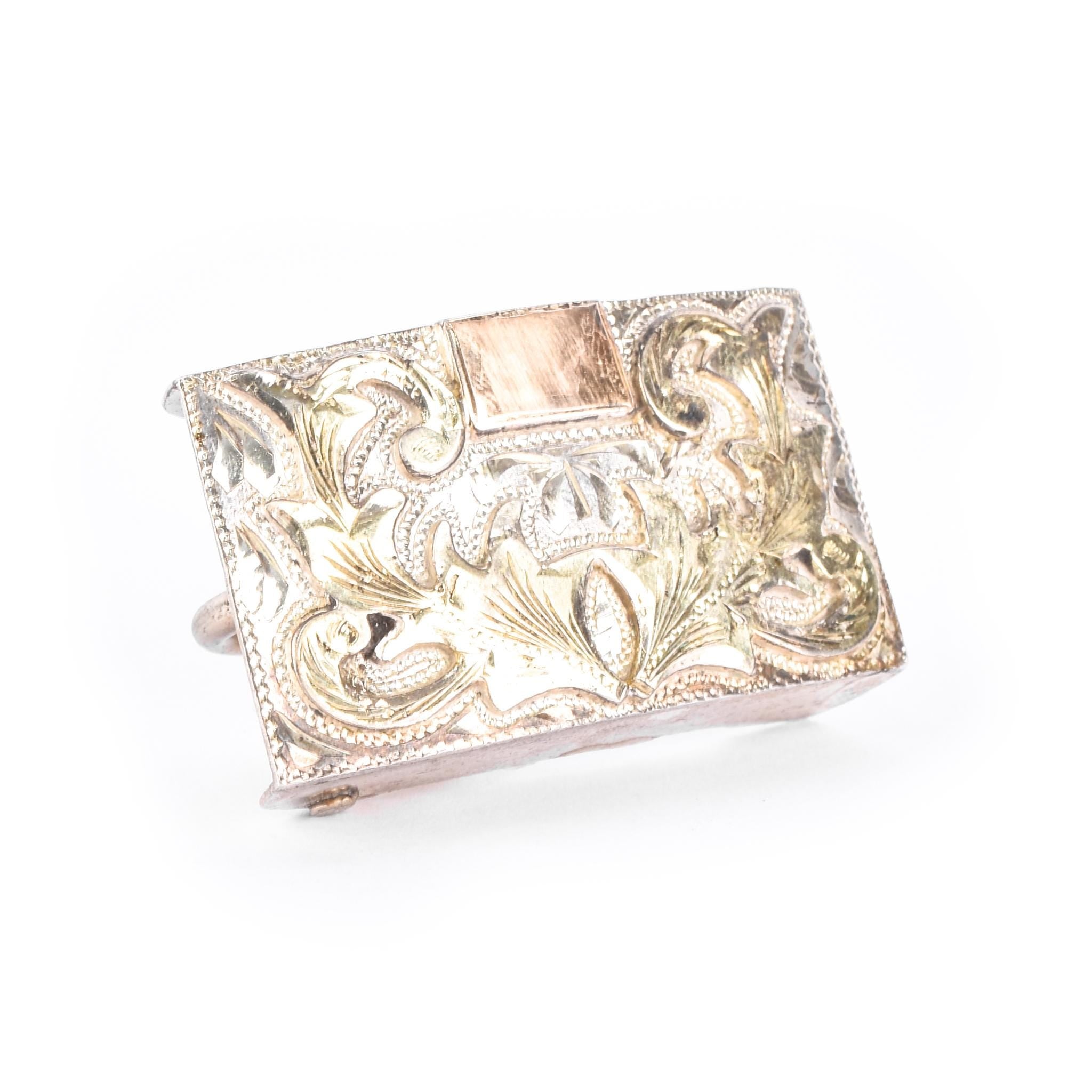 Sterling Silver & 18K Gold Mexican Engraved Two-Tone Belt Buckle