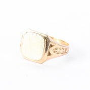 10K Gold Blank Square Face Engraved Band Signet Ring