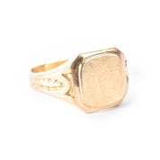 10K Gold Blank Square Face Engraved Band Signet Ring