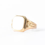 10K Gold Blank Square Face Engraved Band Signet Ring