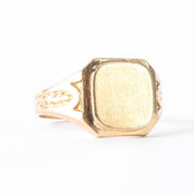 10K Gold Blank Square Face Engraved Band Signet Ring