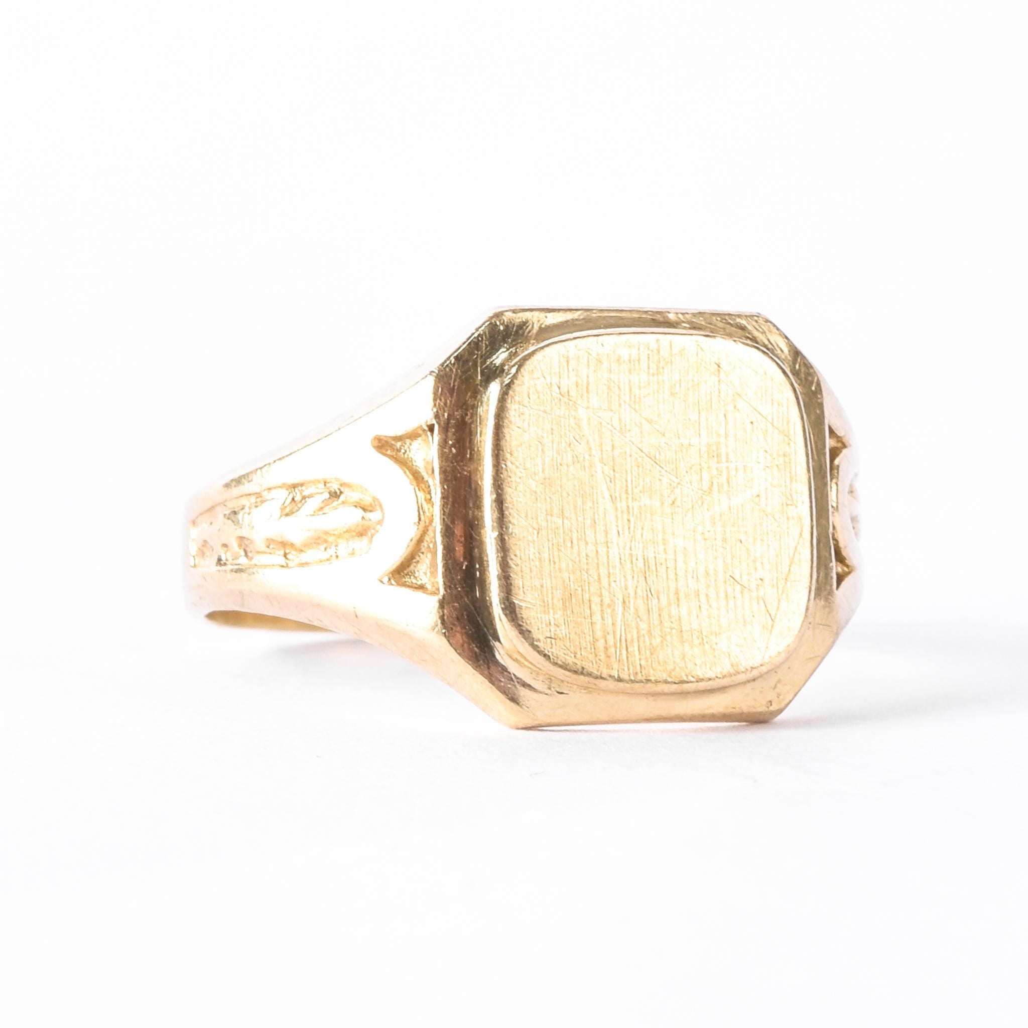 10K Gold Blank Square Face Engraved Band Signet Ring