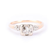 14K Gold Old European Cut Natural Diamond Engagement Ring