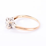 14K Gold Old European Cut Natural Diamond Engagement Ring
