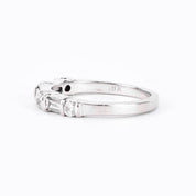 18K White Gold Natural Round and Baguette Diamond Wedding Band