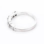 18K White Gold Natural Round and Baguette Diamond Wedding Band