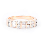 14K Gold 1.0 TCW Round & Baguette Natural Diamond Wedding Band