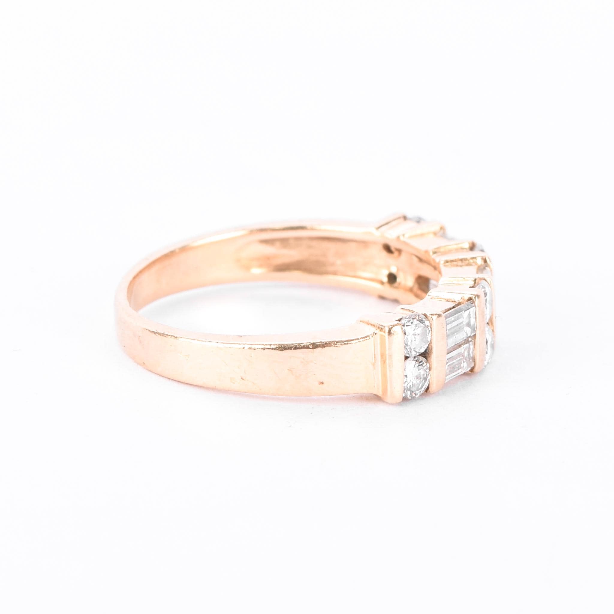 14K Gold 1.0 TCW Round & Baguette Natural Diamond Wedding Band